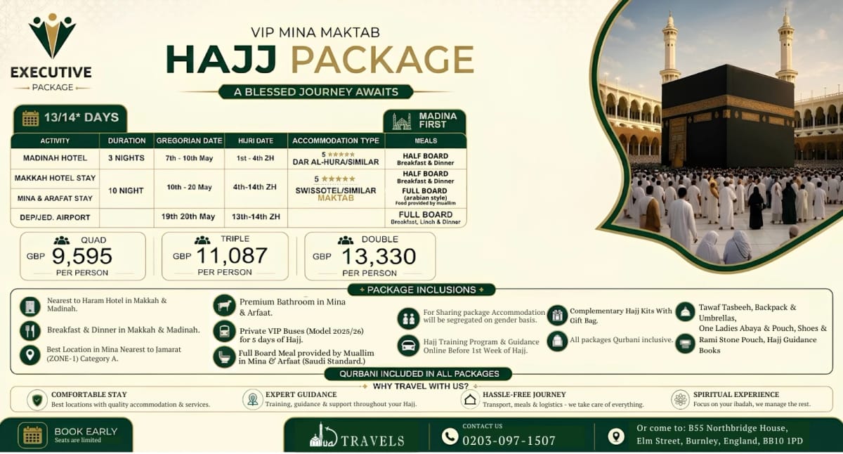 13/14 Days Hajj Package / Maktab Category A